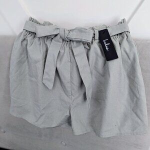 NWT Lulu's Jemima Sage Green Paper Bag Waist Linen Blend Shorts